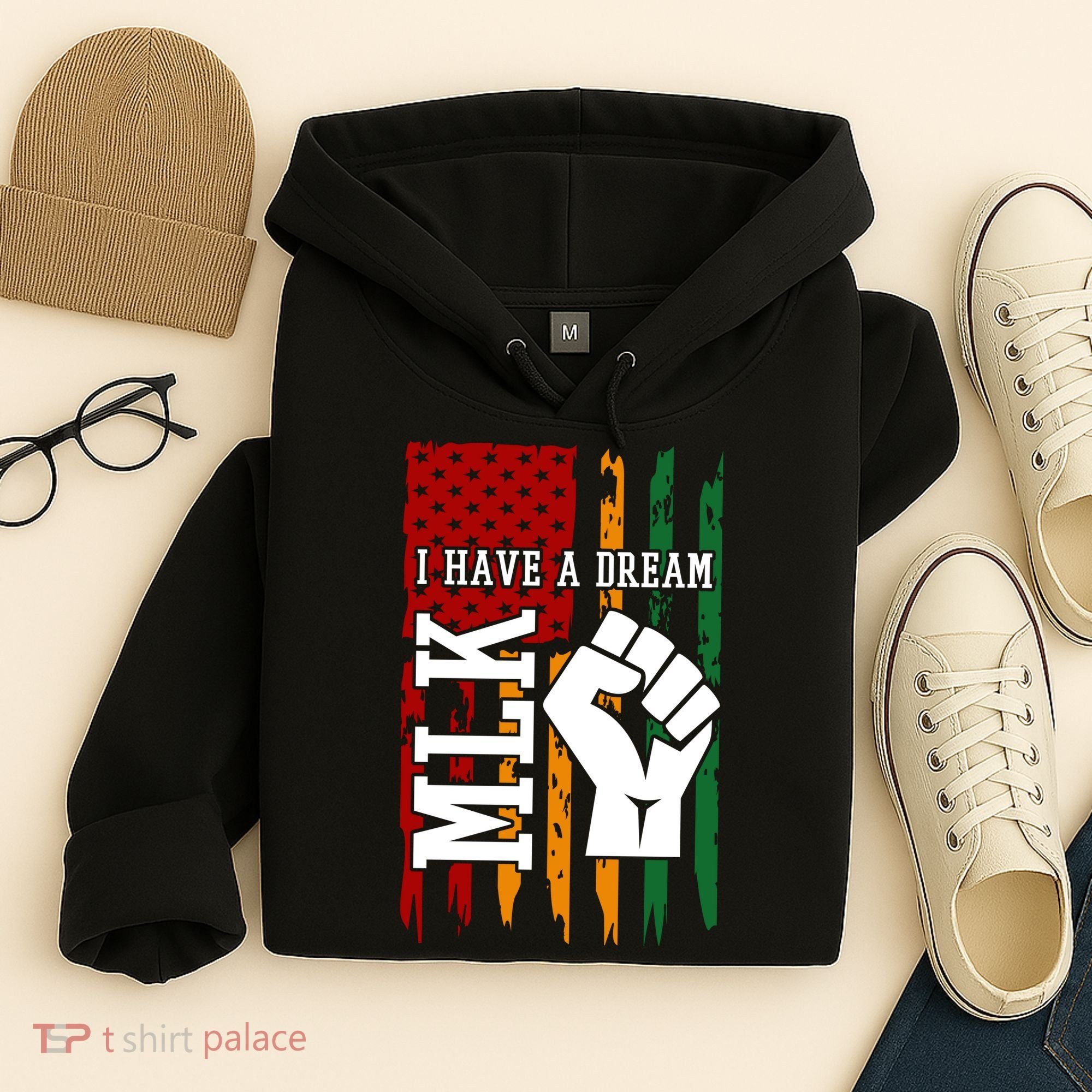 Martin Luther King Jr. Day Mlk American Flag Hoodie