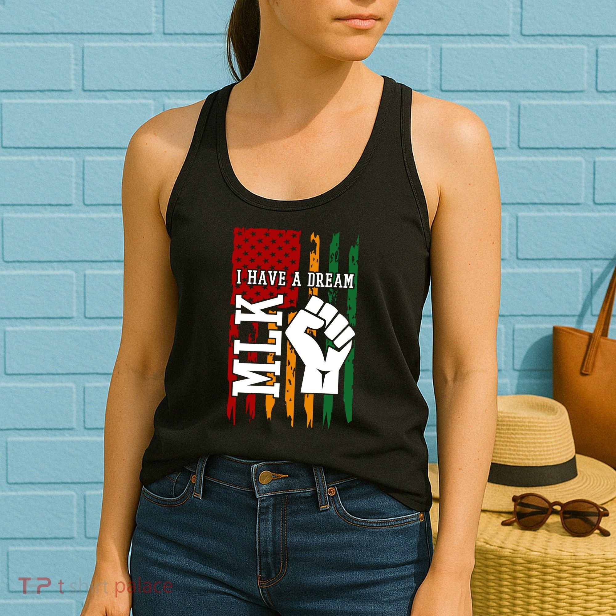 Martin Luther King Jr. Day Mlk American Flag Women's Tank Top