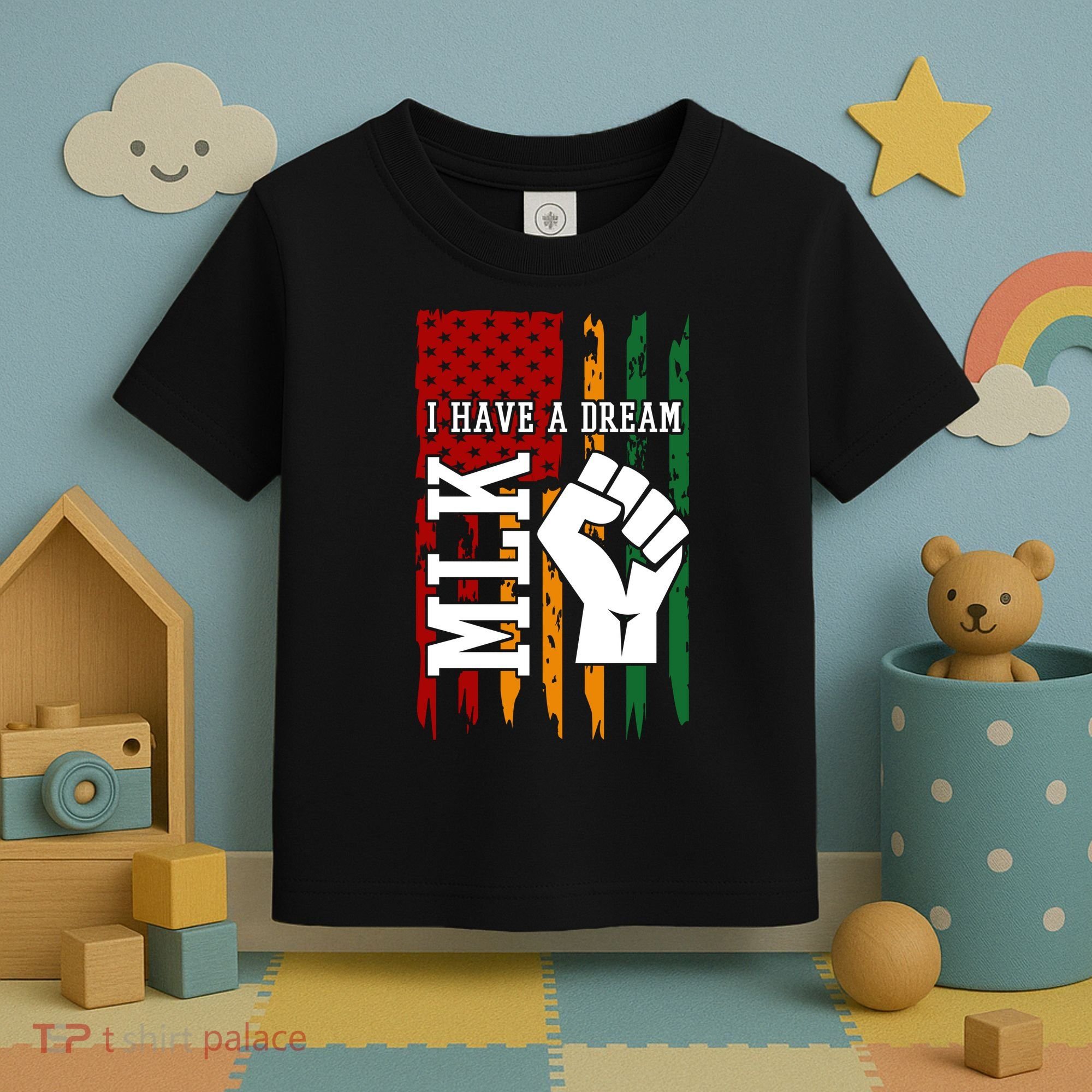Martin Luther King Jr. Day Mlk American Flag Toddler T-Shirt