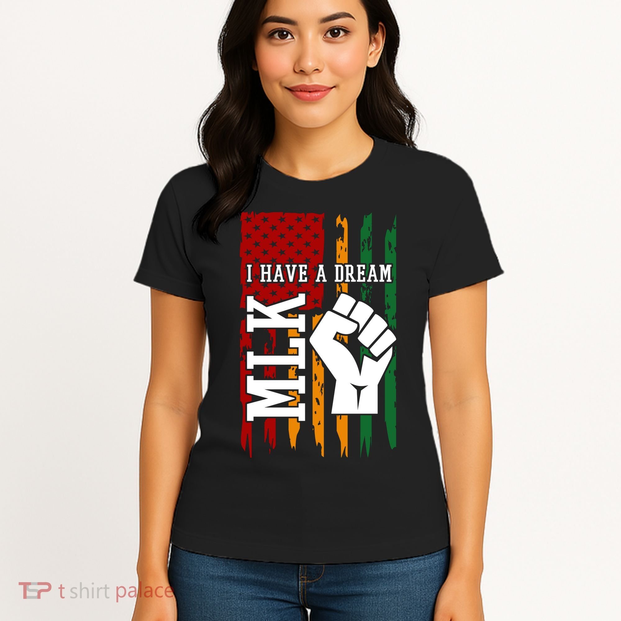 Martin Luther King Jr. Day Mlk American Flag Women's T-Shirt