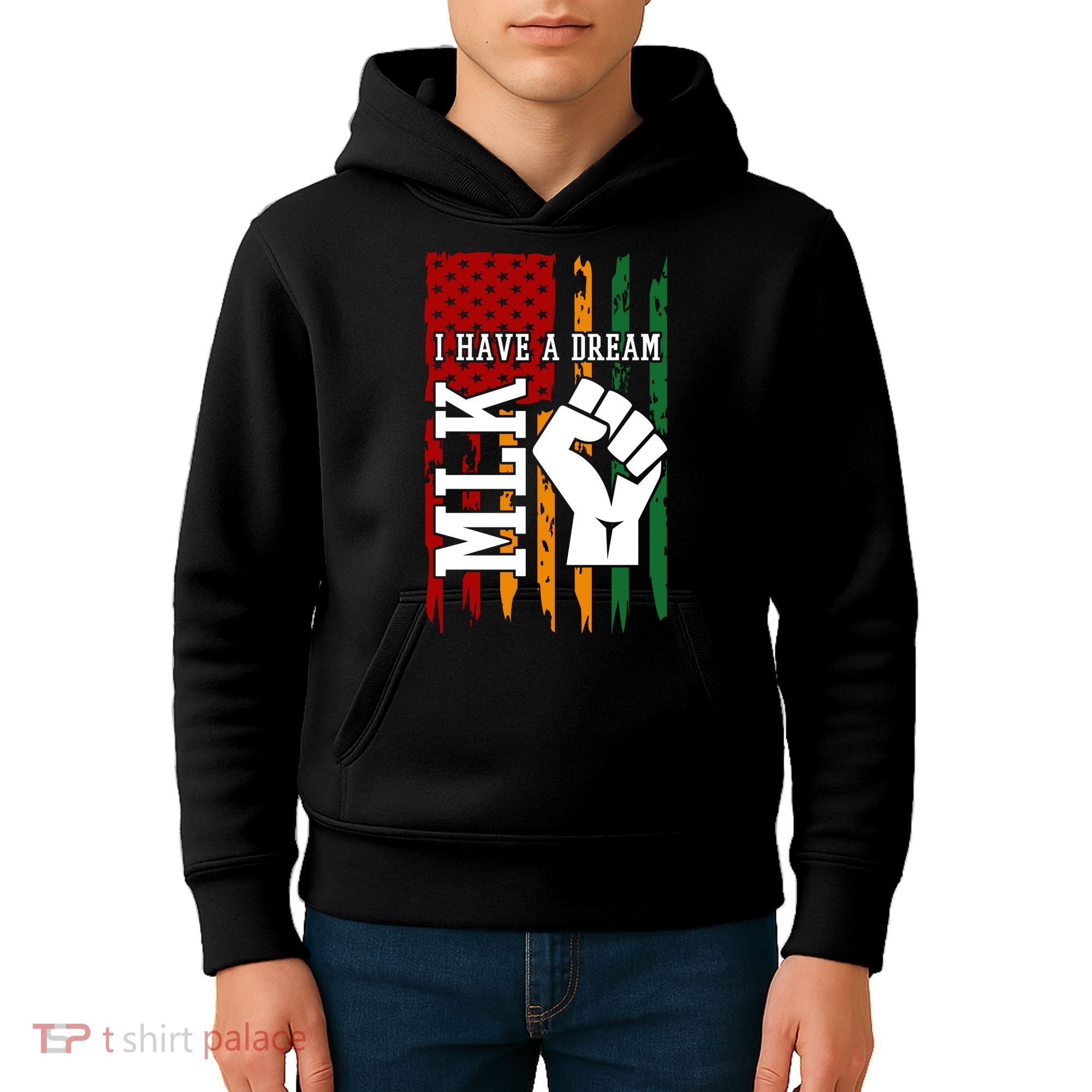 Martin Luther King Jr. Day Mlk American Flag Kids Hoodie