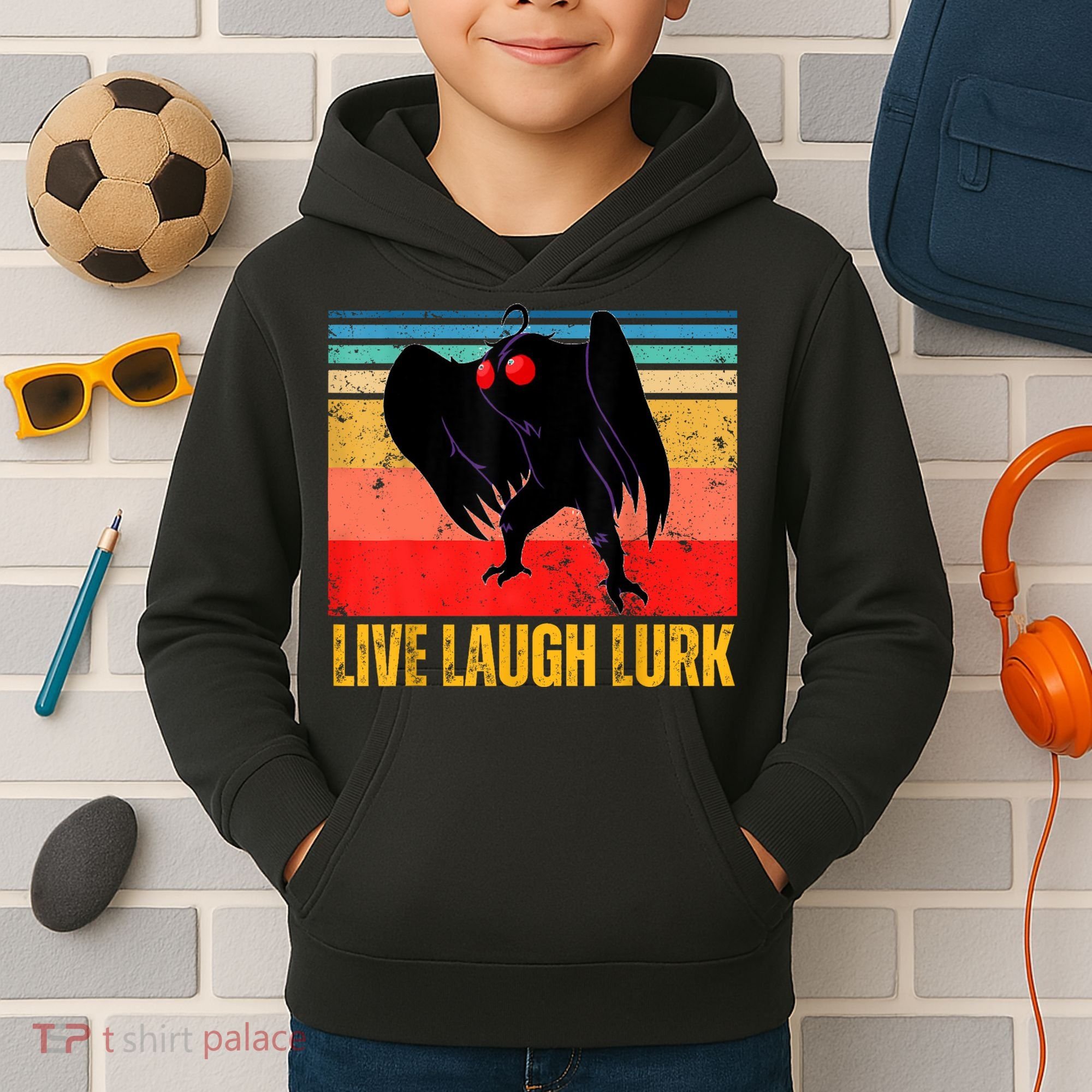 Mothman Live Laugh Lurk Kids Hoodie