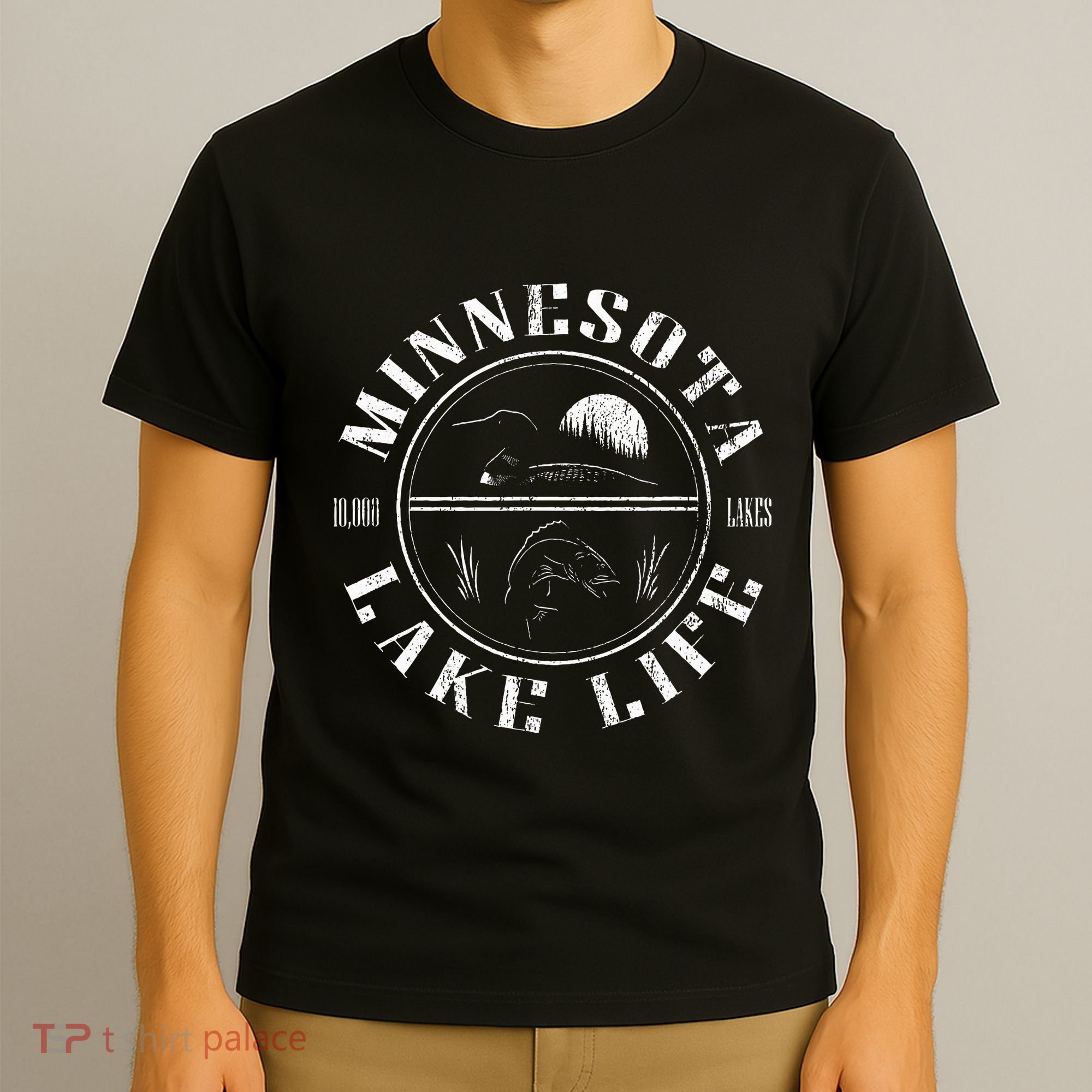 Minnesota Lake Life With Loon Walleye And Sunset T-Shirt