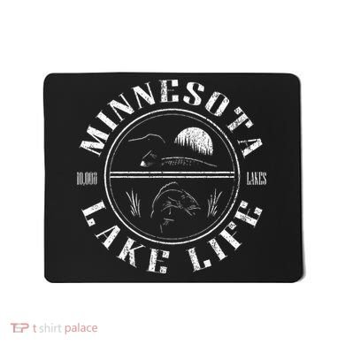 Minnesota Lake Life With Loon Walleye And Sunset Mousepad
