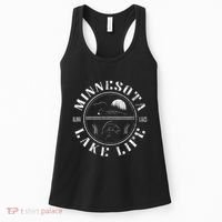 Minnesota Lake Life With Loon Walleye And Sunset Women's Tank Top thumb 0