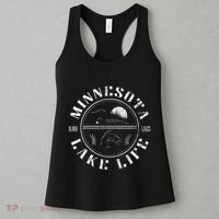 Minnesota Lake Life With Loon Walleye And Sunset Women's Tank Top thumb 3