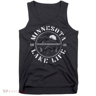 Minnesota Lake Life With Loon Walleye And Sunset Tank Top