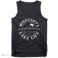 Minnesota Lake Life With Loon Walleye And Sunset Tank Top thumb 0