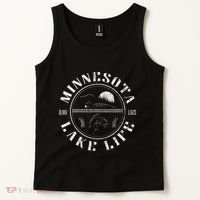 Minnesota Lake Life With Loon Walleye And Sunset Tank Top thumb 2