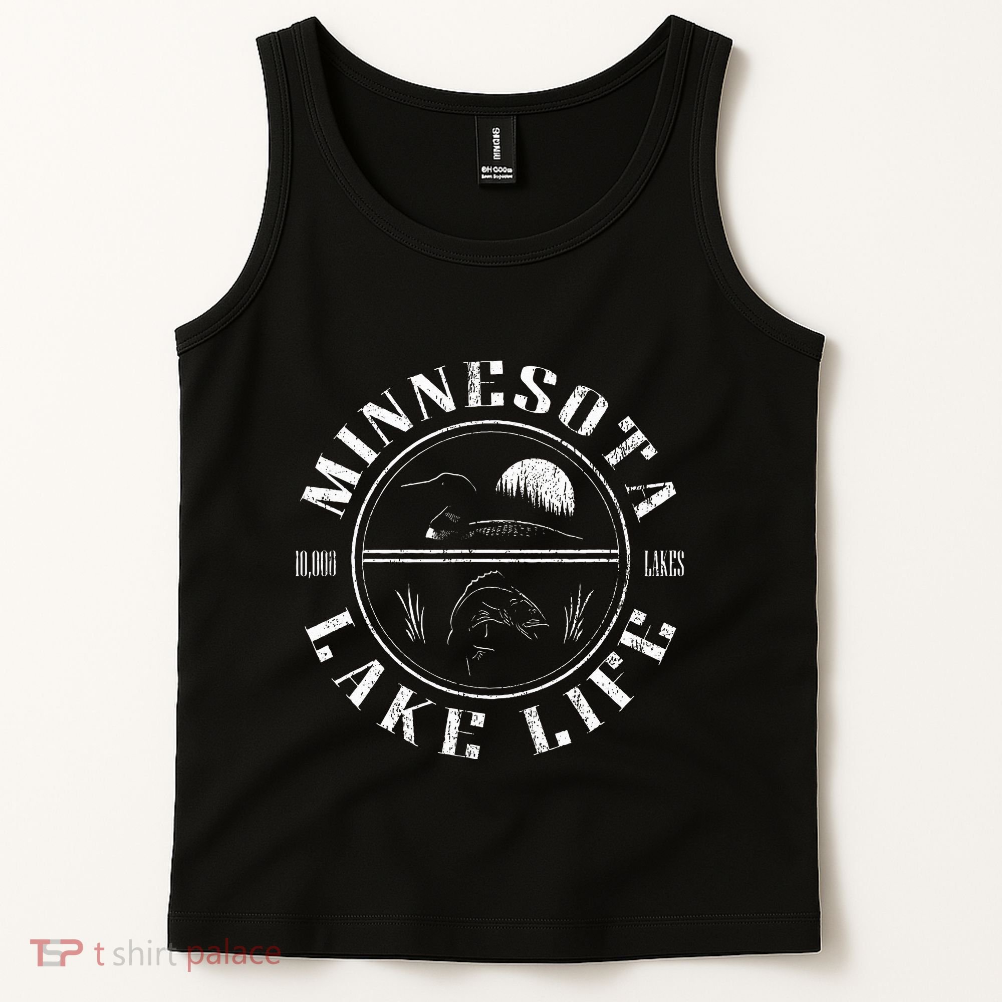 Minnesota Lake Life With Loon Walleye And Sunset Tank Top