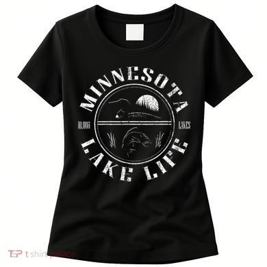Minnesota Lake Life With Loon Walleye And Sunset Women's T-Shirt
