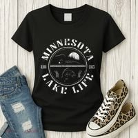 Minnesota Lake Life With Loon Walleye And Sunset Women's T-Shirt thumb 3