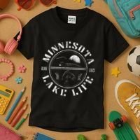 Minnesota Lake Life With Loon Walleye And Sunset Kids T-Shirt thumb 3