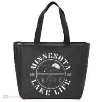 Minnesota Lake Life With Loon Walleye And Sunset Tote Bag thumb 0