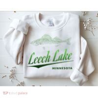 Minnesota Leech Lake With Walleye Fisherman Fishing Sweatshirt thumb 2