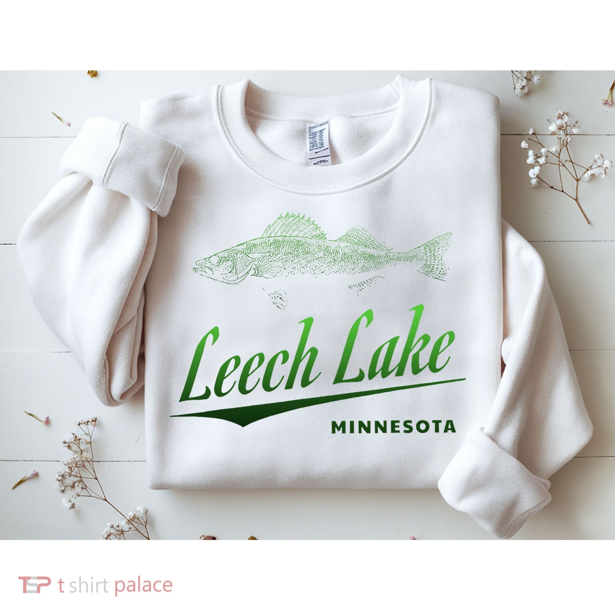 Minnesota Leech Lake With Walleye Fisherman Fishing Sweatshirt
