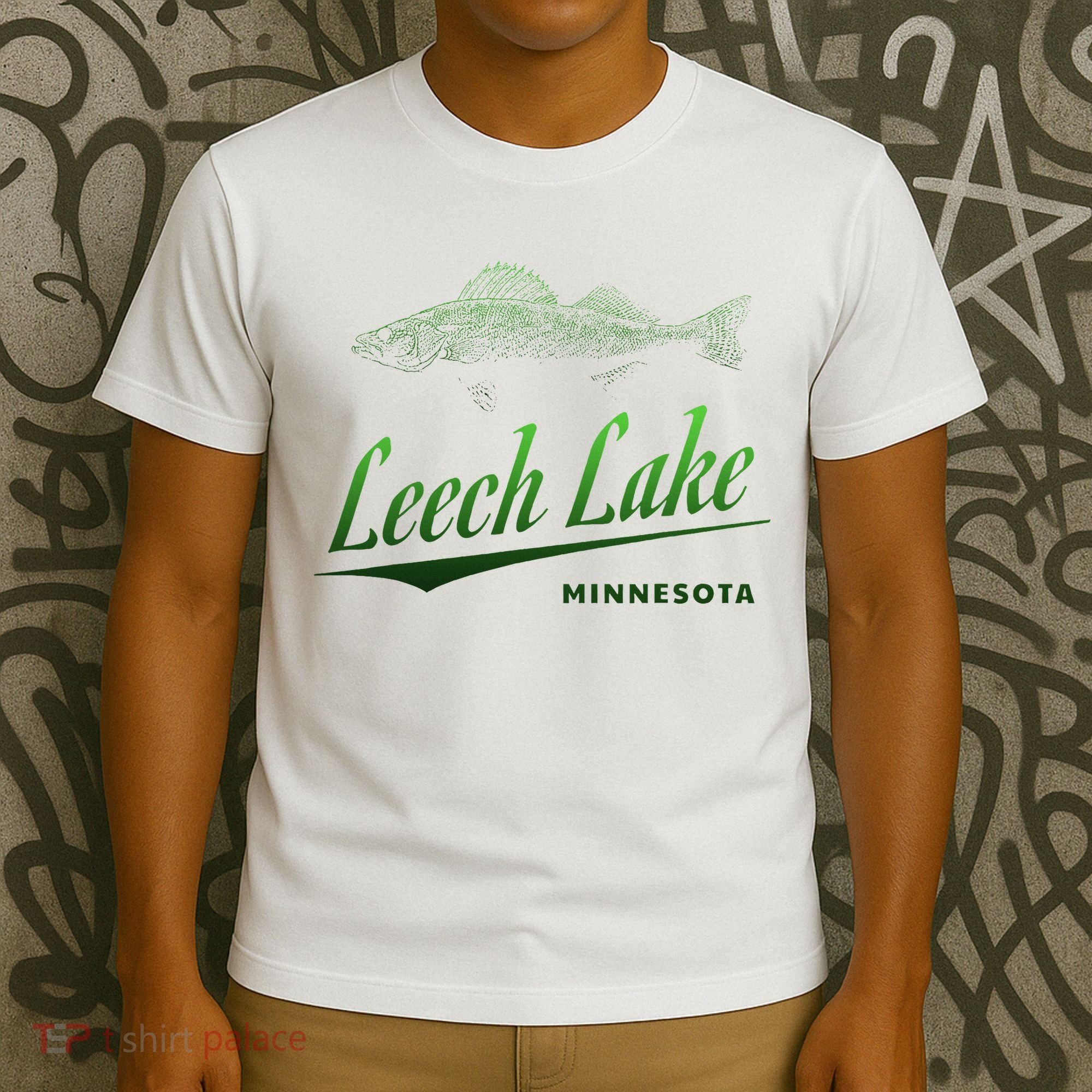 Minnesota Leech Lake With Walleye Fisherman Fishing T-Shirt