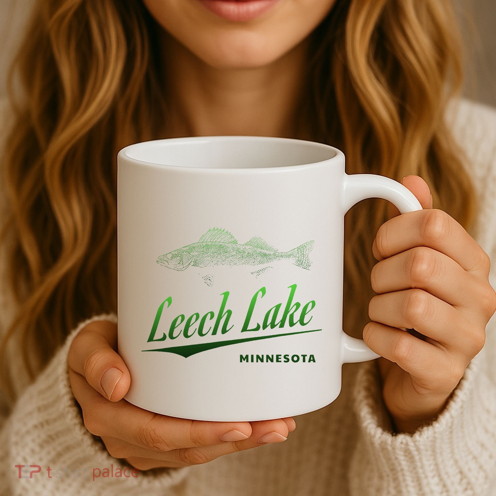 Minnesota Leech Lake With Walleye Fisherman Fishing Coffee Mug