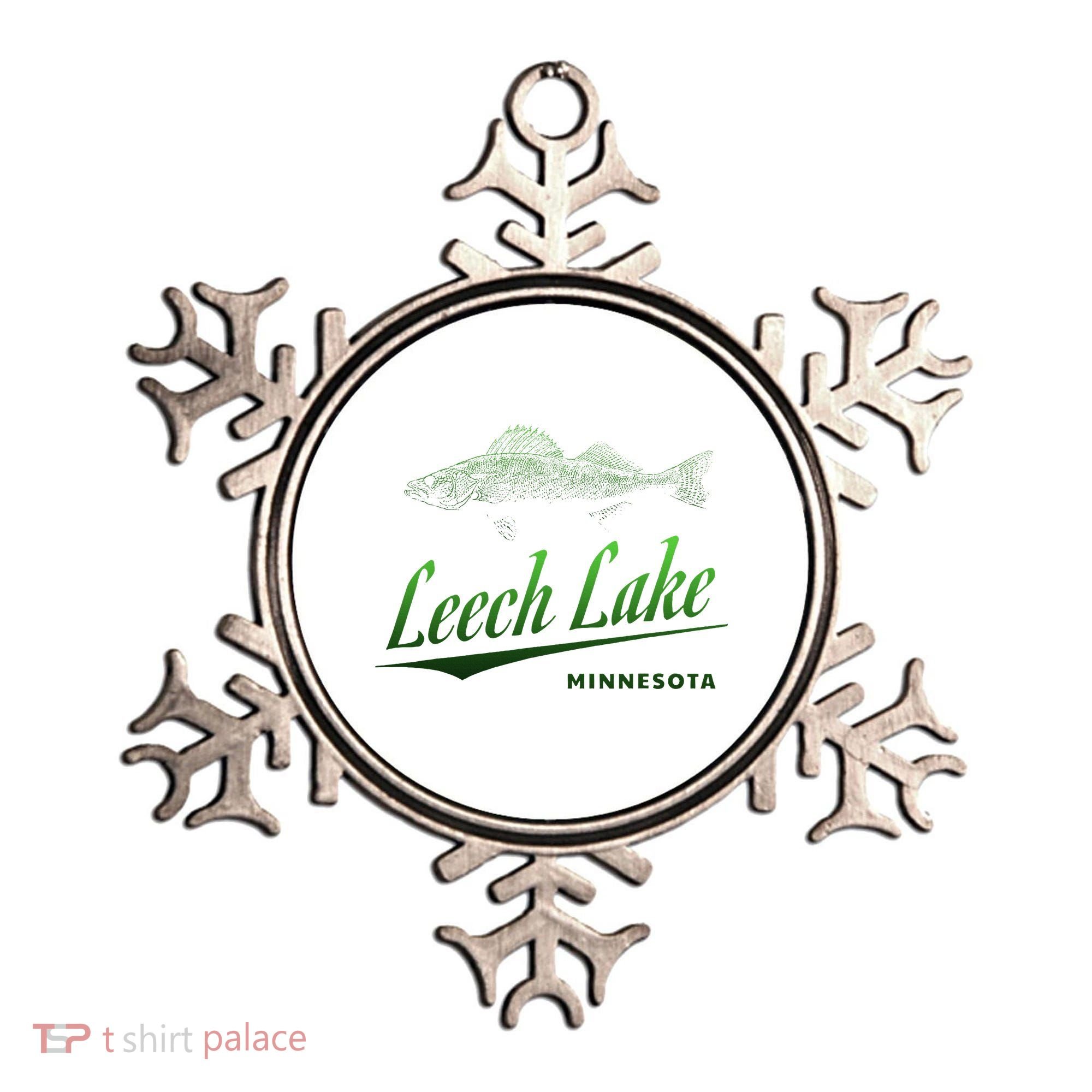 Minnesota Leech Lake With Walleye Fisherman Fishing Ornament