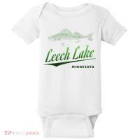 Minnesota Leech Lake With Walleye Fisherman Fishing Baby Bodysuit thumb 0
