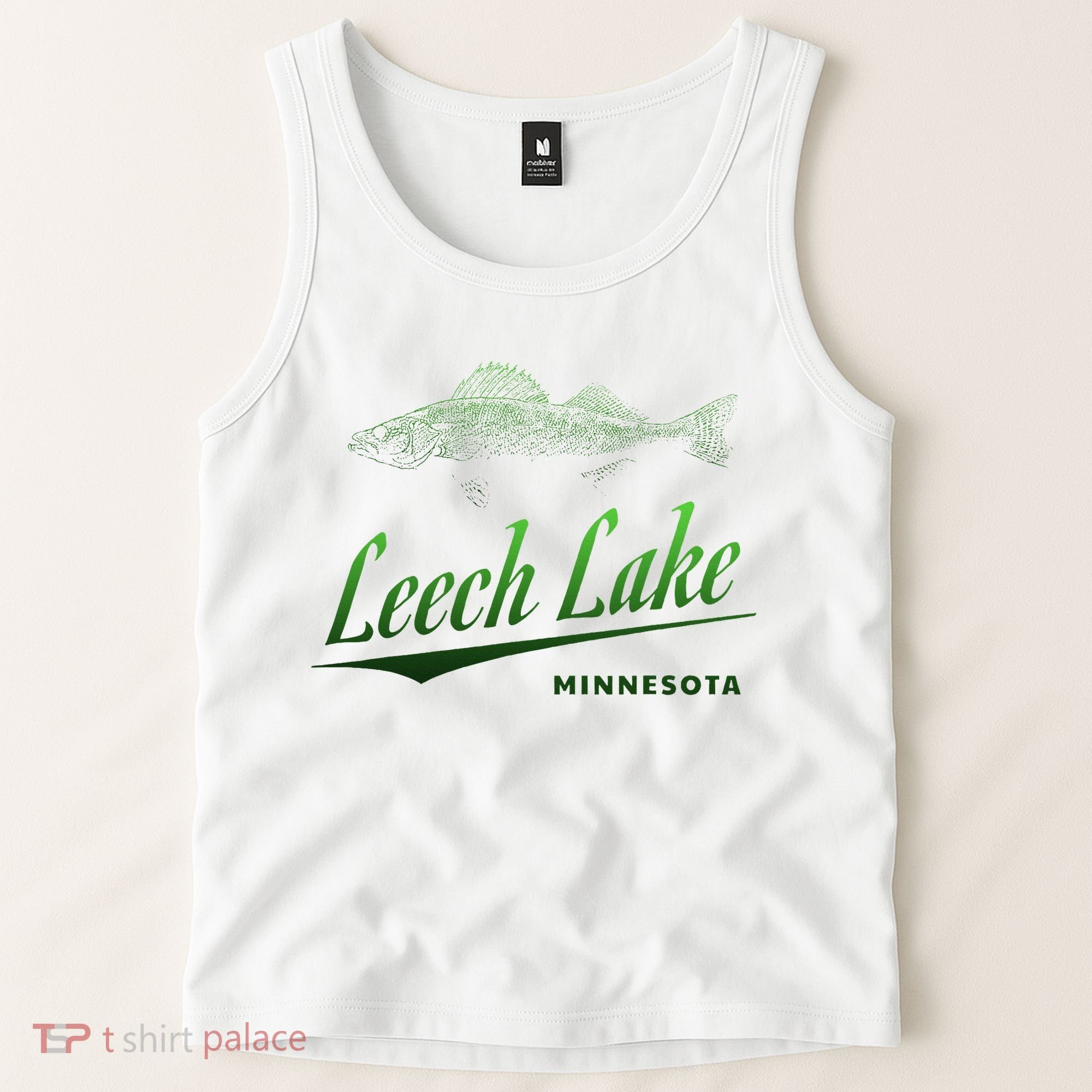 Minnesota Leech Lake With Walleye Fisherman Fishing Tank Top