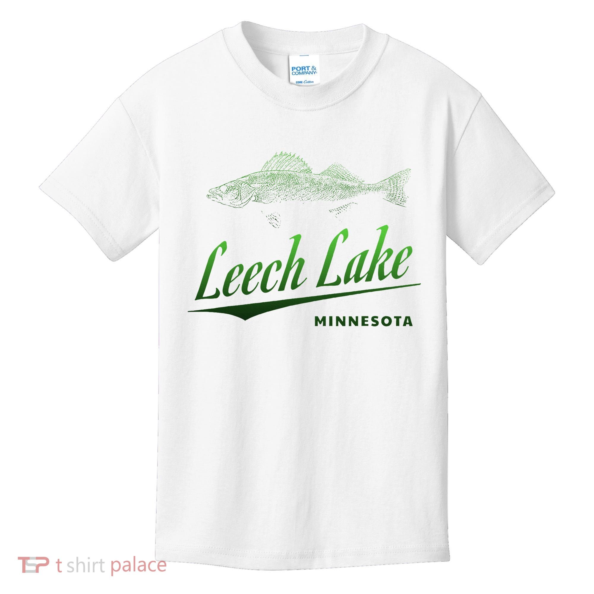 Minnesota Leech Lake With Walleye Fisherman Fishing Kids T-Shirt