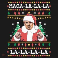 Maga La La La La La La La Funny Trump Ugly Christmas Women's Hoodie thumb 2