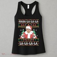 Maga La La La La La La La Funny Trump Ugly Christmas Women's Tank Top thumb 3
