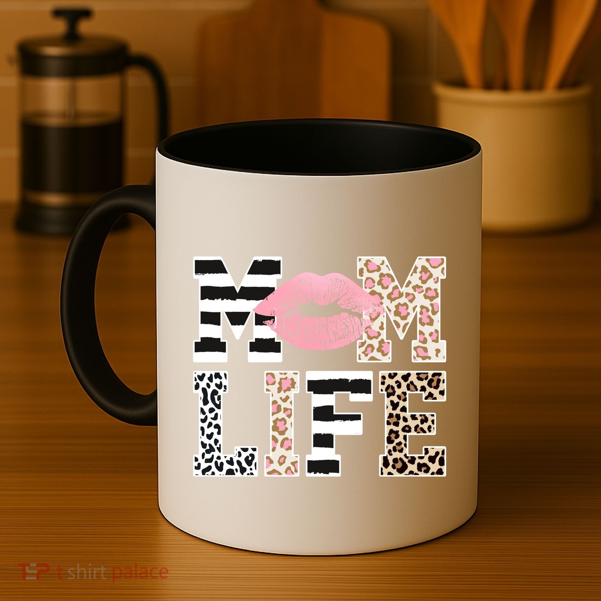 Mom Life Leopard Lips Coffee Mug