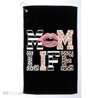 Mom Life Leopard Lips Golf Towel thumb 0