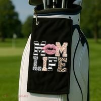 Mom Life Leopard Lips Golf Towel thumb 2