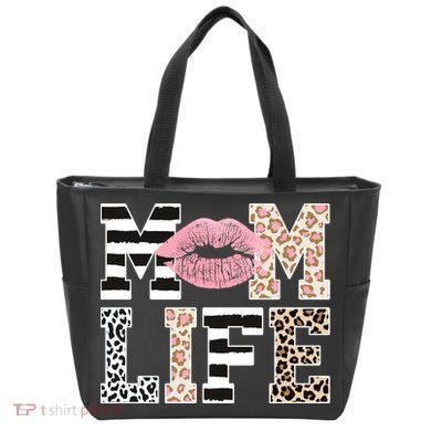 Mom Life Leopard Lips Tote Bag