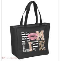 Mom Life Leopard Lips Tote Bag thumb 2