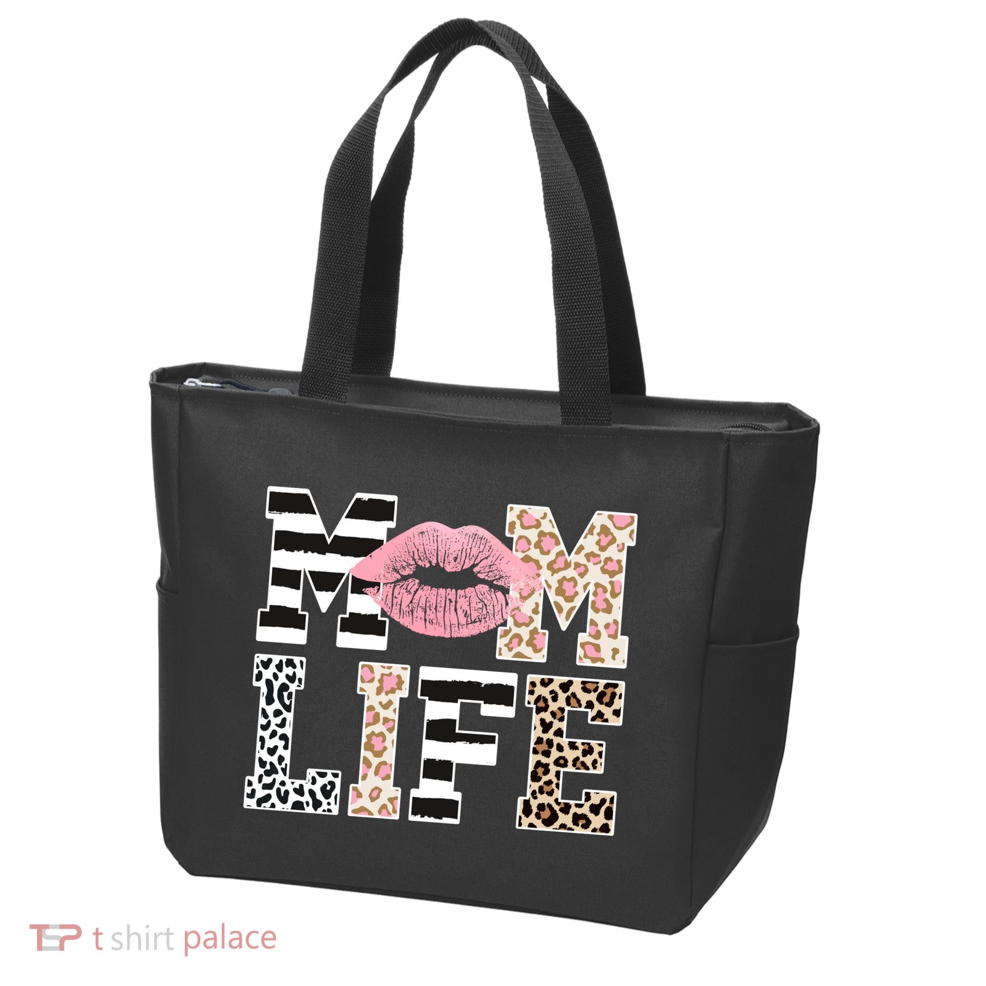 Mom Life Leopard Lips Tote Bag