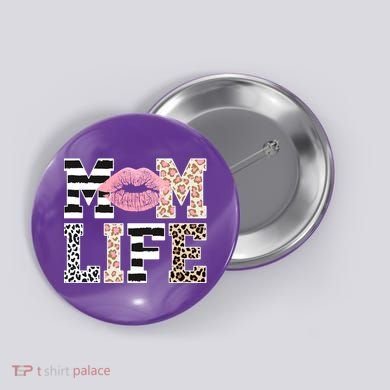 Mom Life Leopard Lips Button