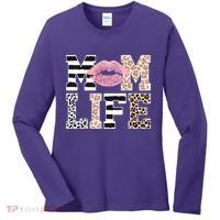 Mom Life Leopard Lips Women's Long Sleeve Shirt thumb 0
