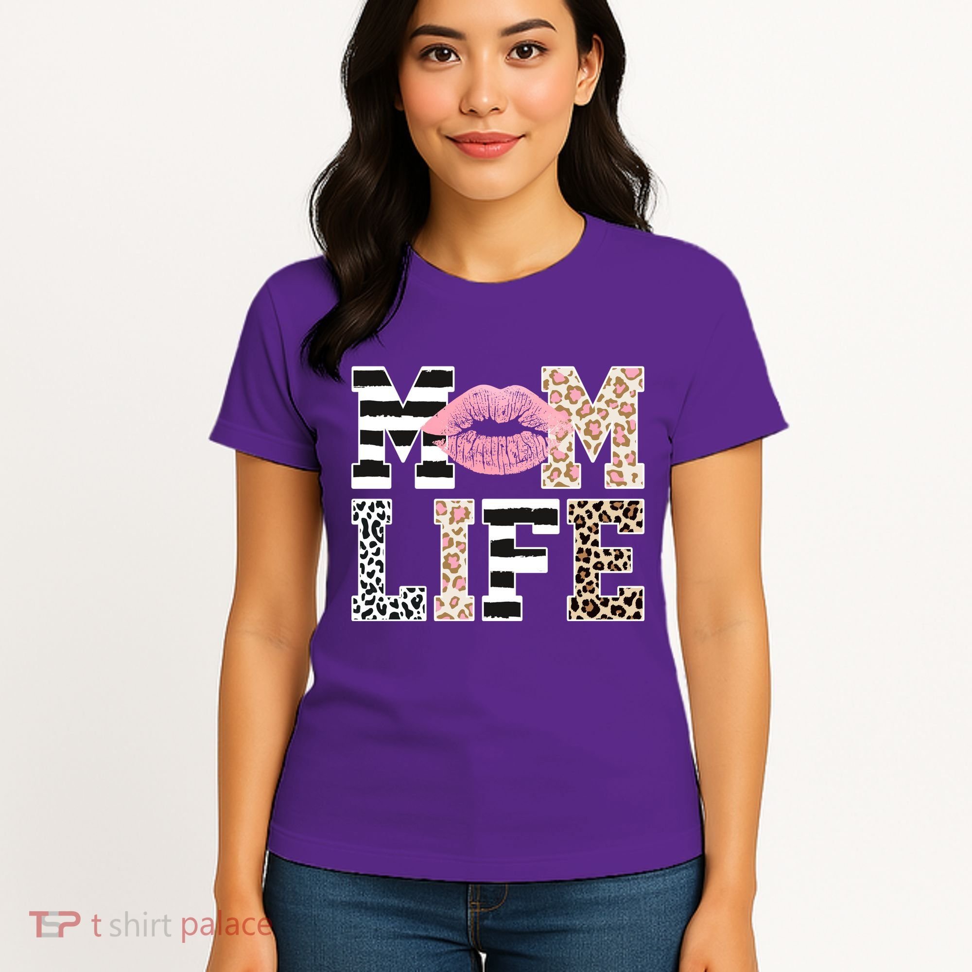 Mom Life Leopard Lips Women's T-Shirt