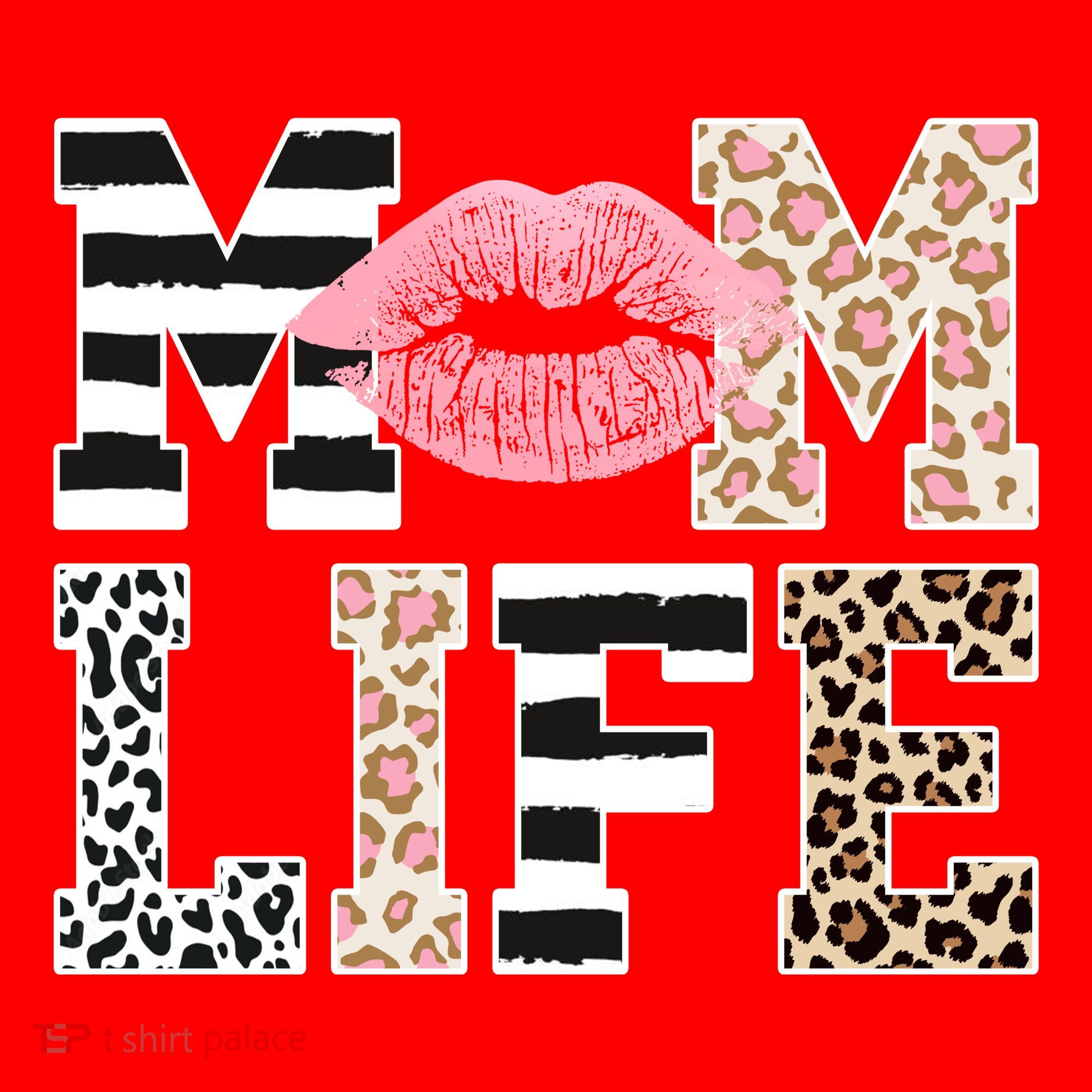 Mom Life Leopard Lips Santa Hat