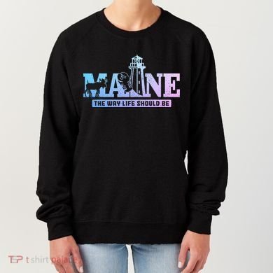 Maine Lighthouse Moose Lobster Pride Vintage Souvenir Women's Sweatshirt