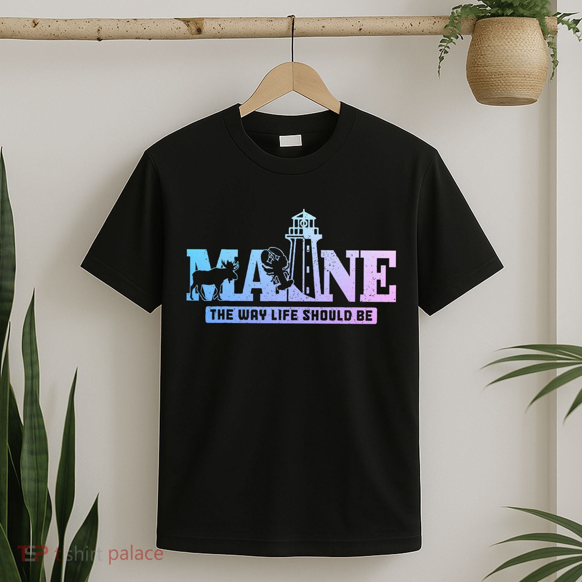 Maine Lighthouse Moose Lobster Pride Vintage Souvenir T-Shirt