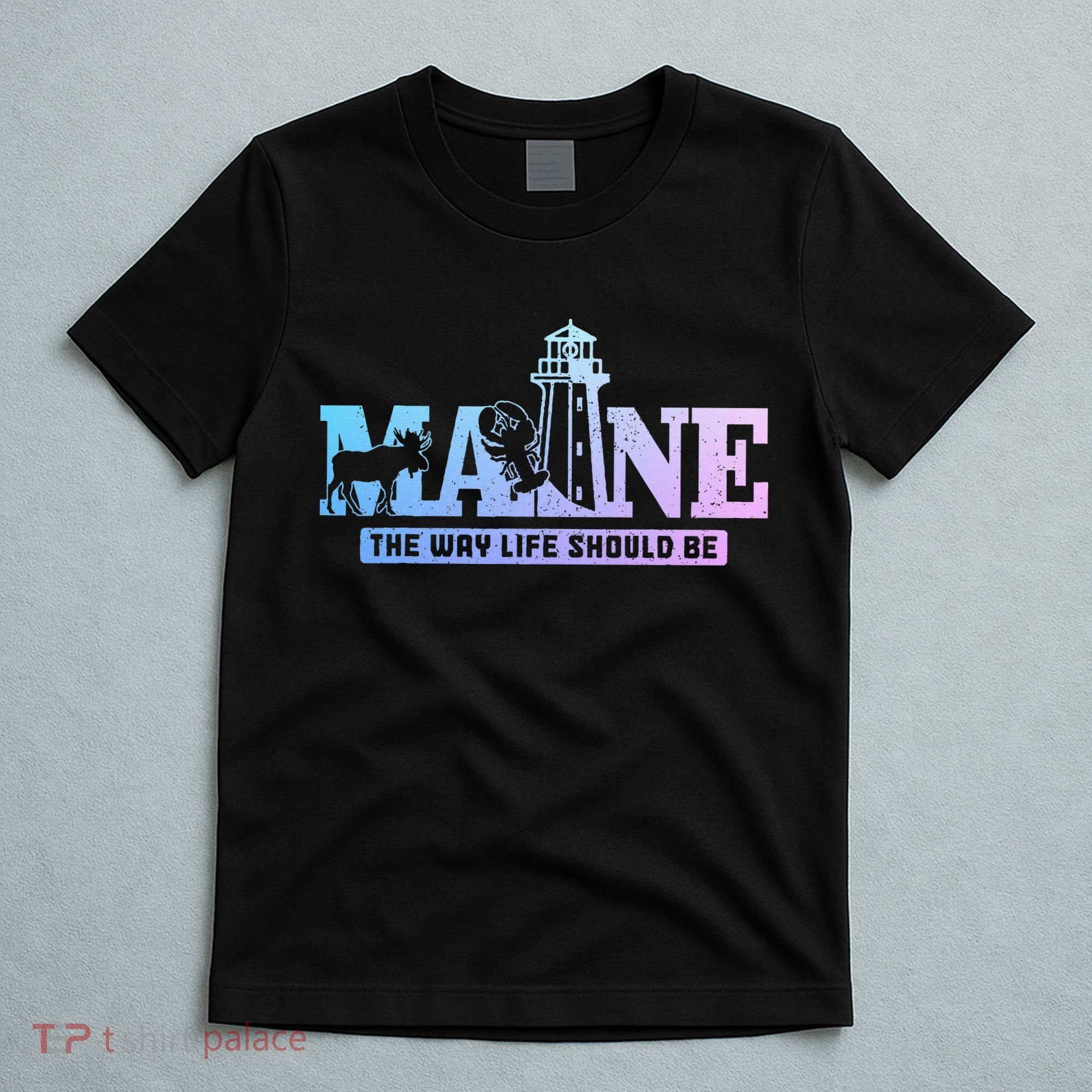 Maine Lighthouse Moose Lobster Pride Vintage Souvenir T-Shirt