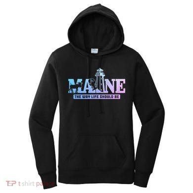 Maine Lighthouse Moose Lobster Pride Vintage Souvenir Women's Hoodie