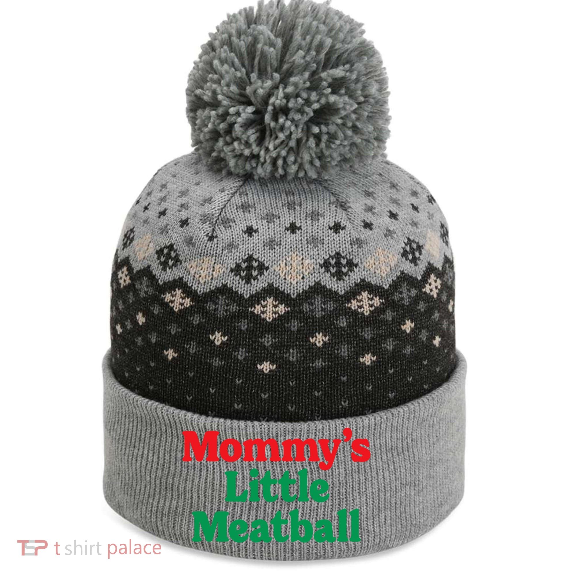 Mommys Little Meatball Italian Meme The Baniff Cuffed Pom Beanie