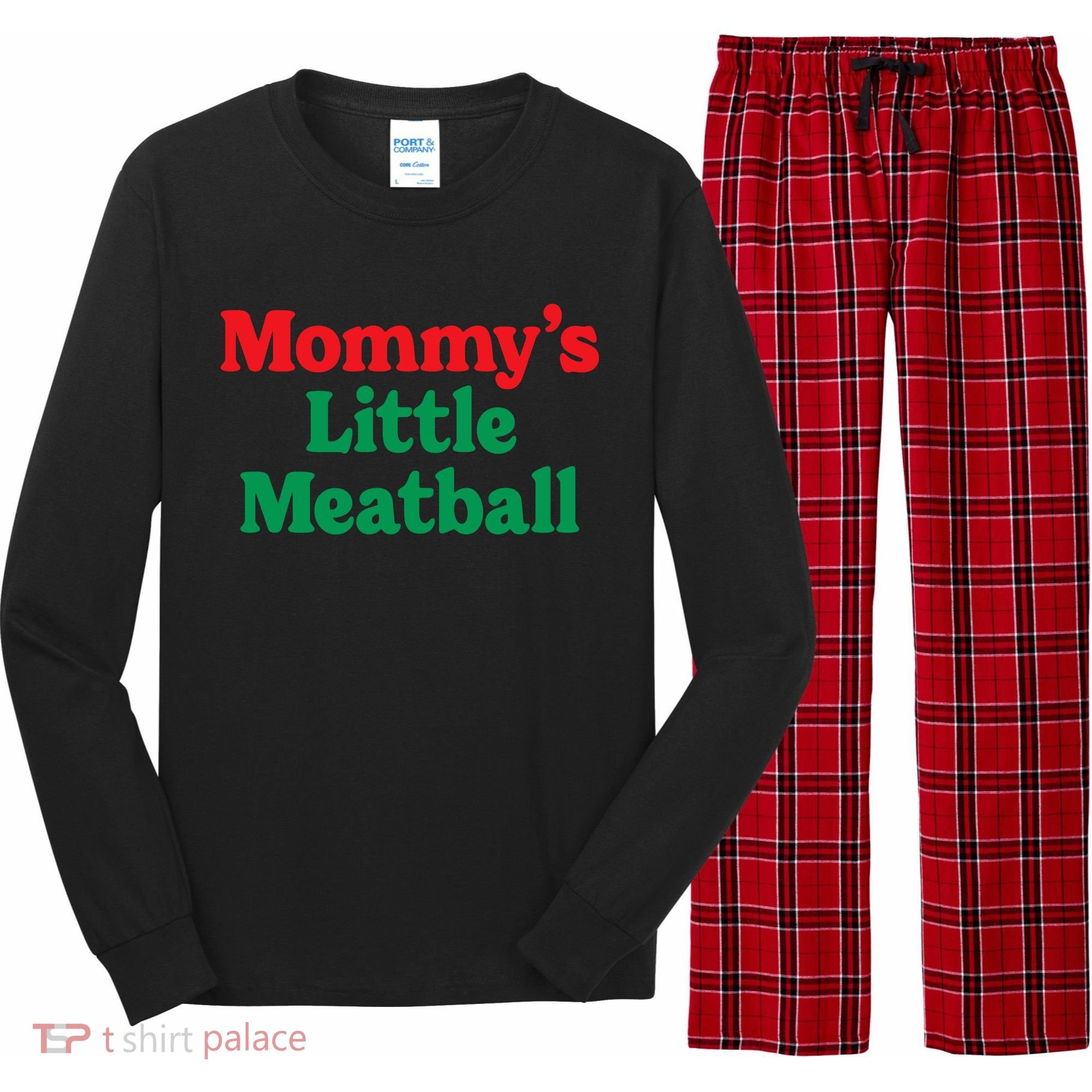 Mommys Little Meatball Italian Meme Long Sleeve Pajama Set