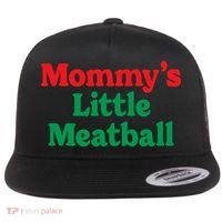 Mommys Little Meatball Italian Meme Flat Bill Trucker Hat thumb 0