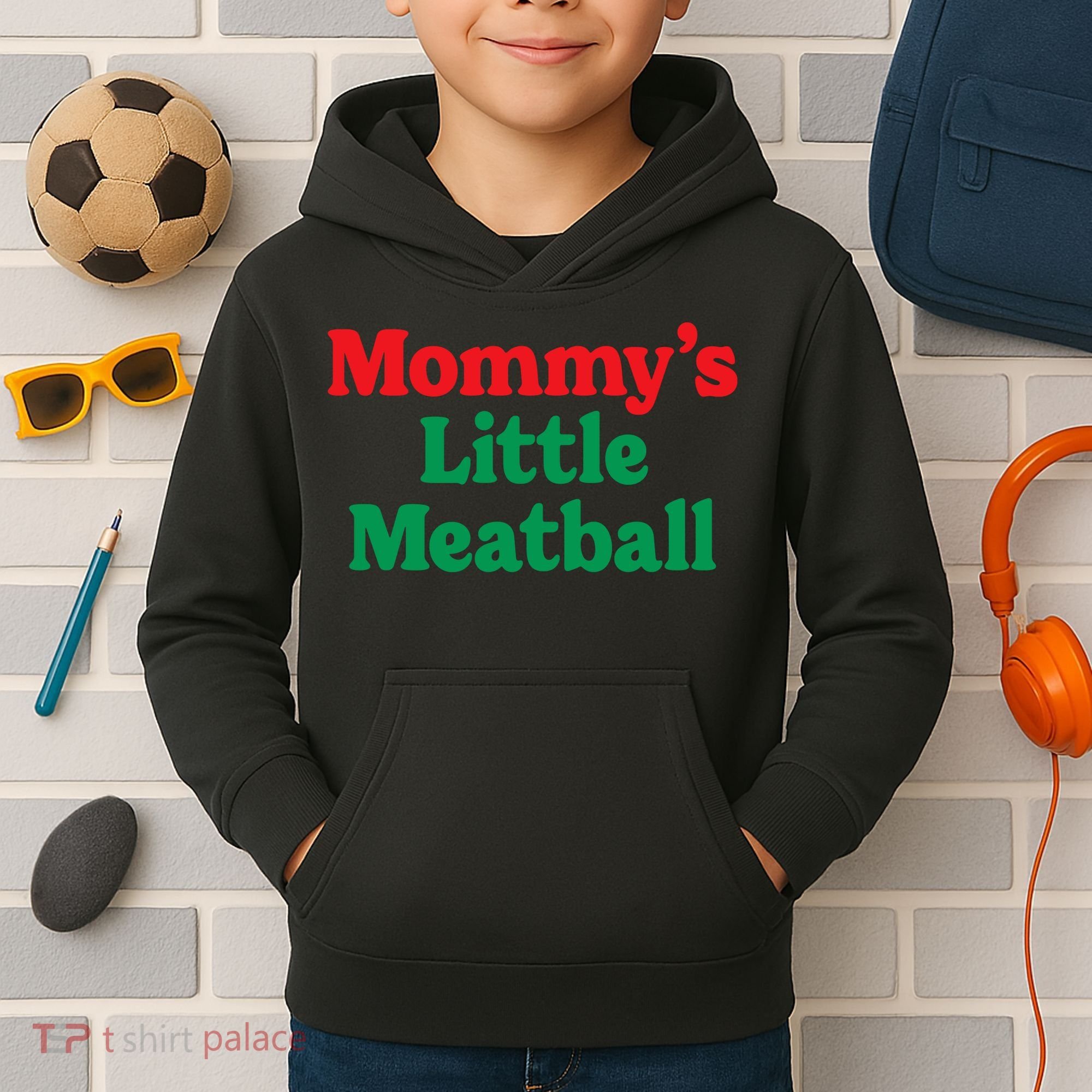 Mommys Little Meatball Italian Meme Kids Hoodie
