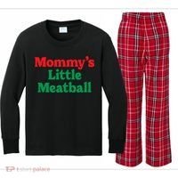 Mommys Little Meatball Italian Meme Kids Long Sleeve Plaid Pajama Set thumb 0