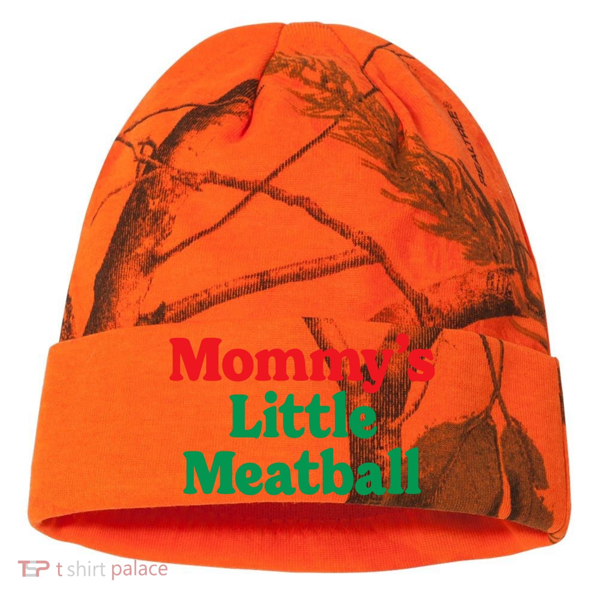 Mommys Little Meatball Italian Meme Kati Licensed 12" Camo Cuffed Beanie
