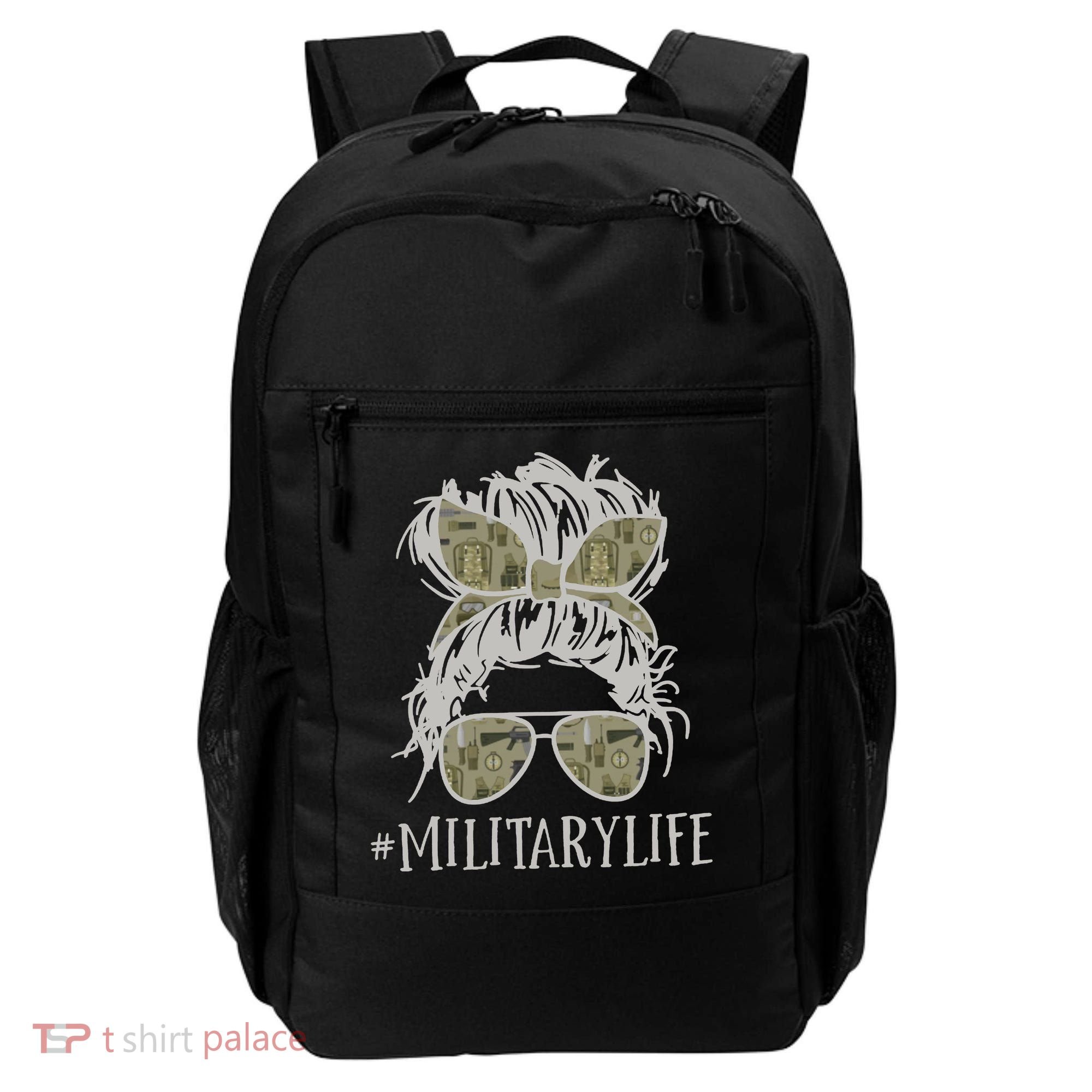 Military Life Messy Bun Wife Backpack
