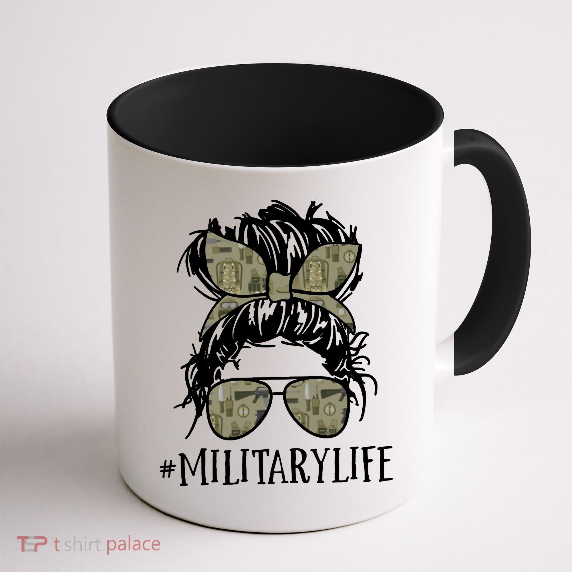 Military Life Messy Bun Wife Coffee Mug